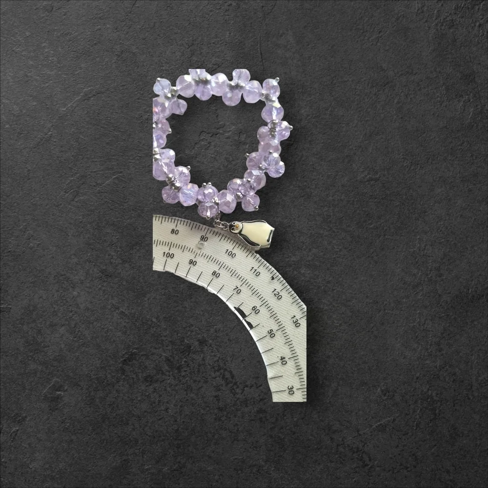Purple and Silver Beaded Bracelet with Geometric Pendant Stretch